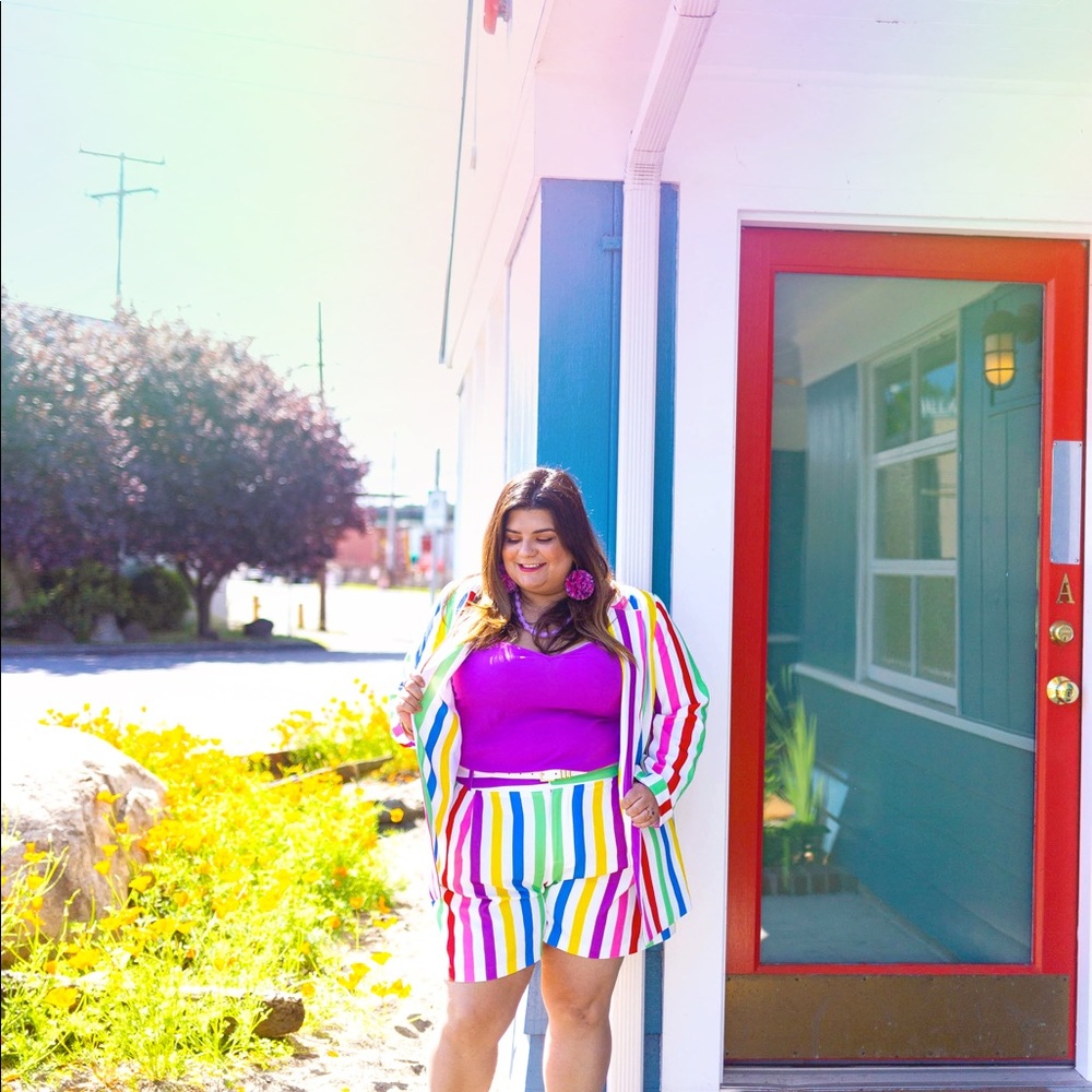 Rainbow blazer and shorts set 🌈